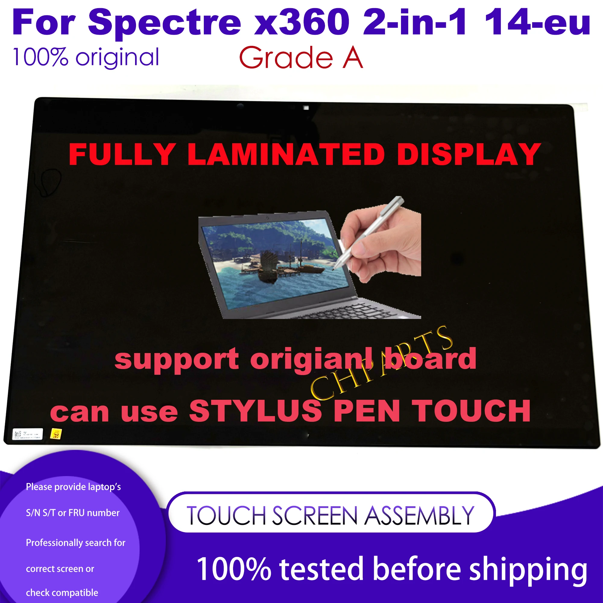 

N67766-001 For hp Spectre x360 2-in-114-eu 14 EU LCD Touch Screen Laptop Replacement Display Assembly OLED 2.8K Without Frame