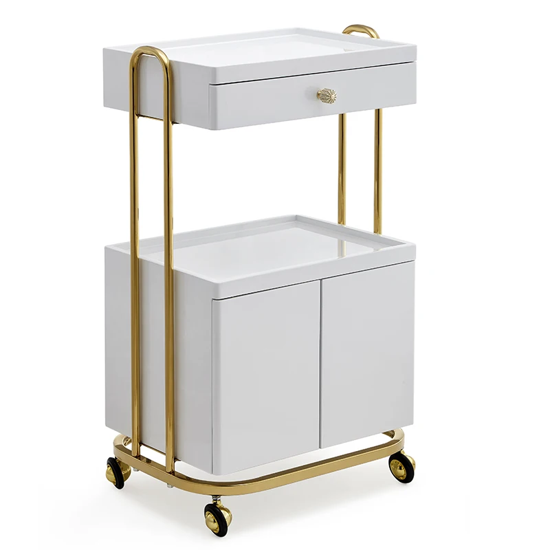 Three Tier Beauty Salon Trolley Stainless Beauty Salon Home Makeup Tattoo Locker Salon Rolling Storage Trolley  with Drawers