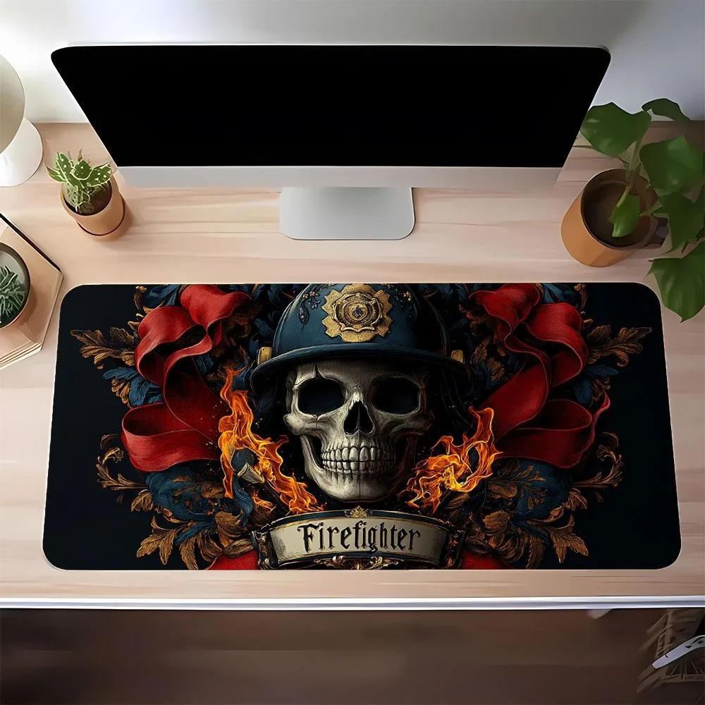 Firefighter Skull Flame Embroidered Large Game Mouse Pad - A Unique Gift for Men, Family and Friends escritorio accesorios