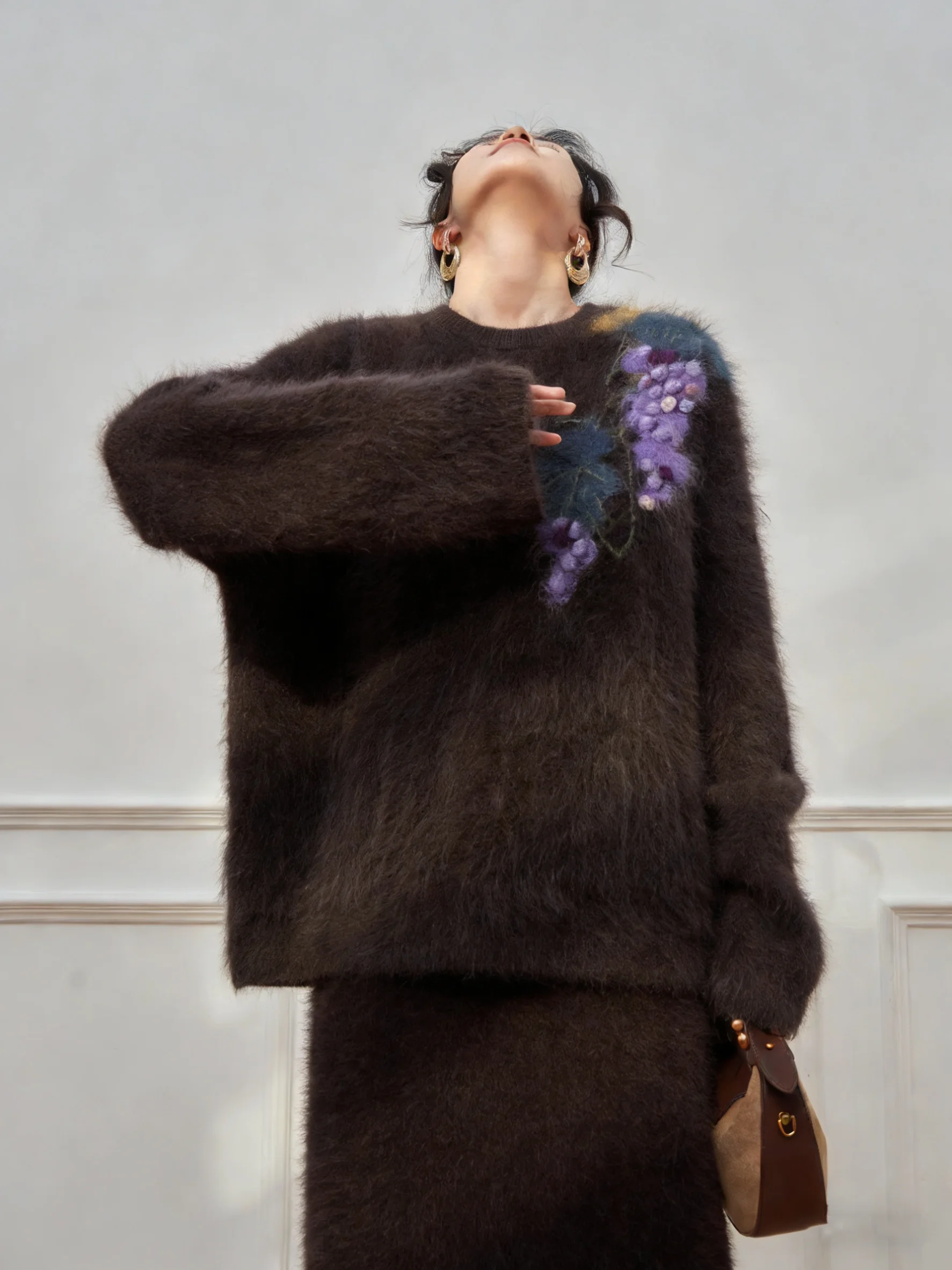 

Комплект из вязаного свитера и юбки с узором «Супер Сли» для женщин: повседневный весенний образ с завышенной талией для взрослых