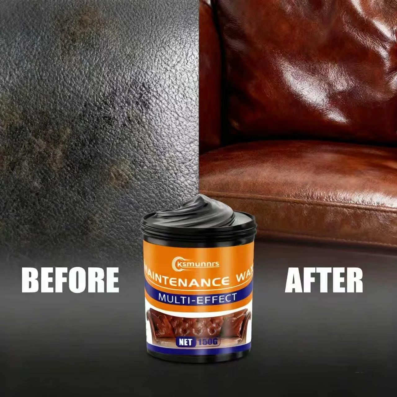 Ksmunnrs 150G Cera per manutenzione multieffetto: balsamo per la cura della pelle del seggiolino auto/divano, rivività istantanea e protezione duratura