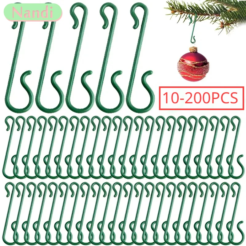 10-200PCS/Christmas Tree Decoration S-shaped Hook Christmas Stocking Christmas Ball Plastic Hook Christmas Hook Hanging Tool