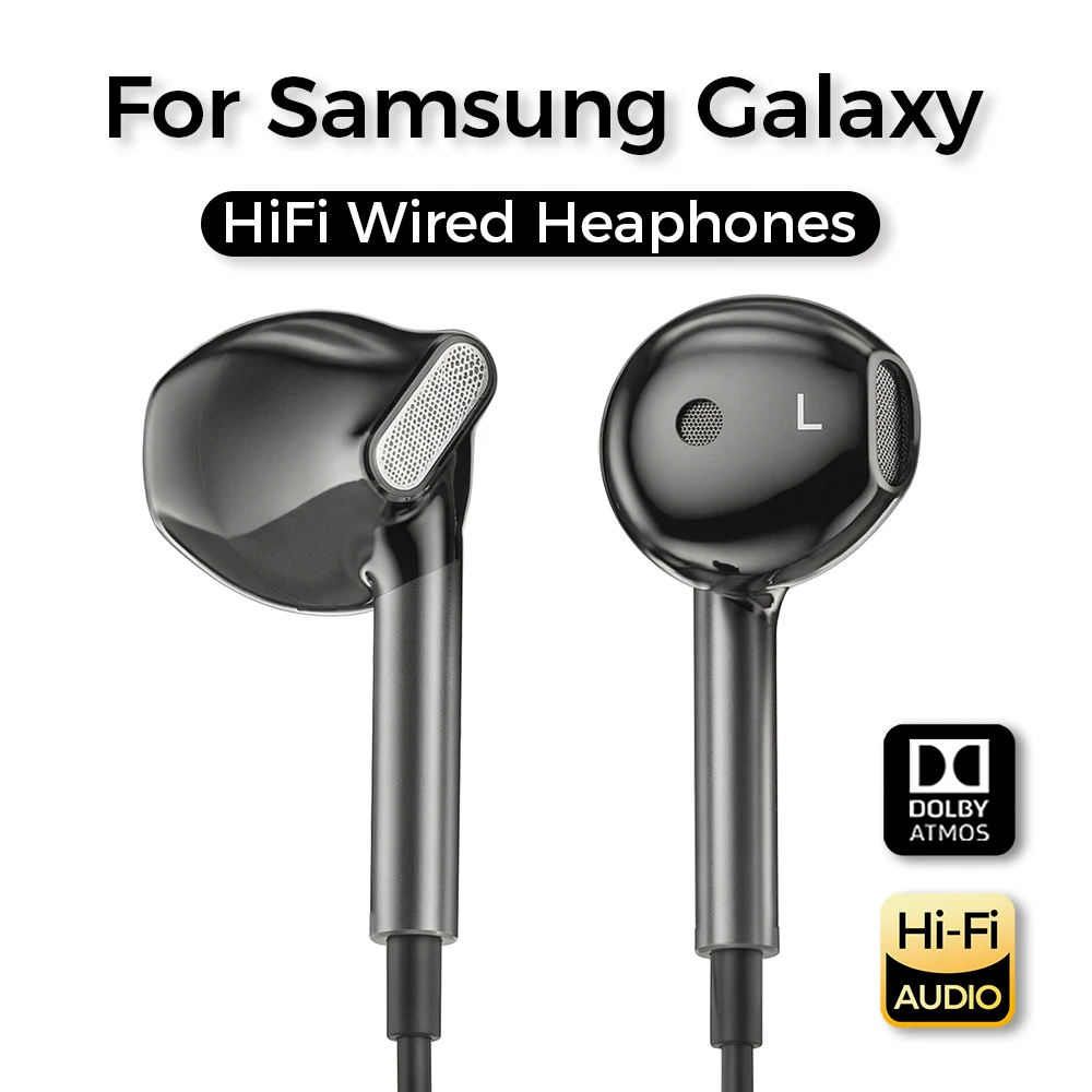 For Samsung Earphones HiFi Surround Sound With Mic Volume Co