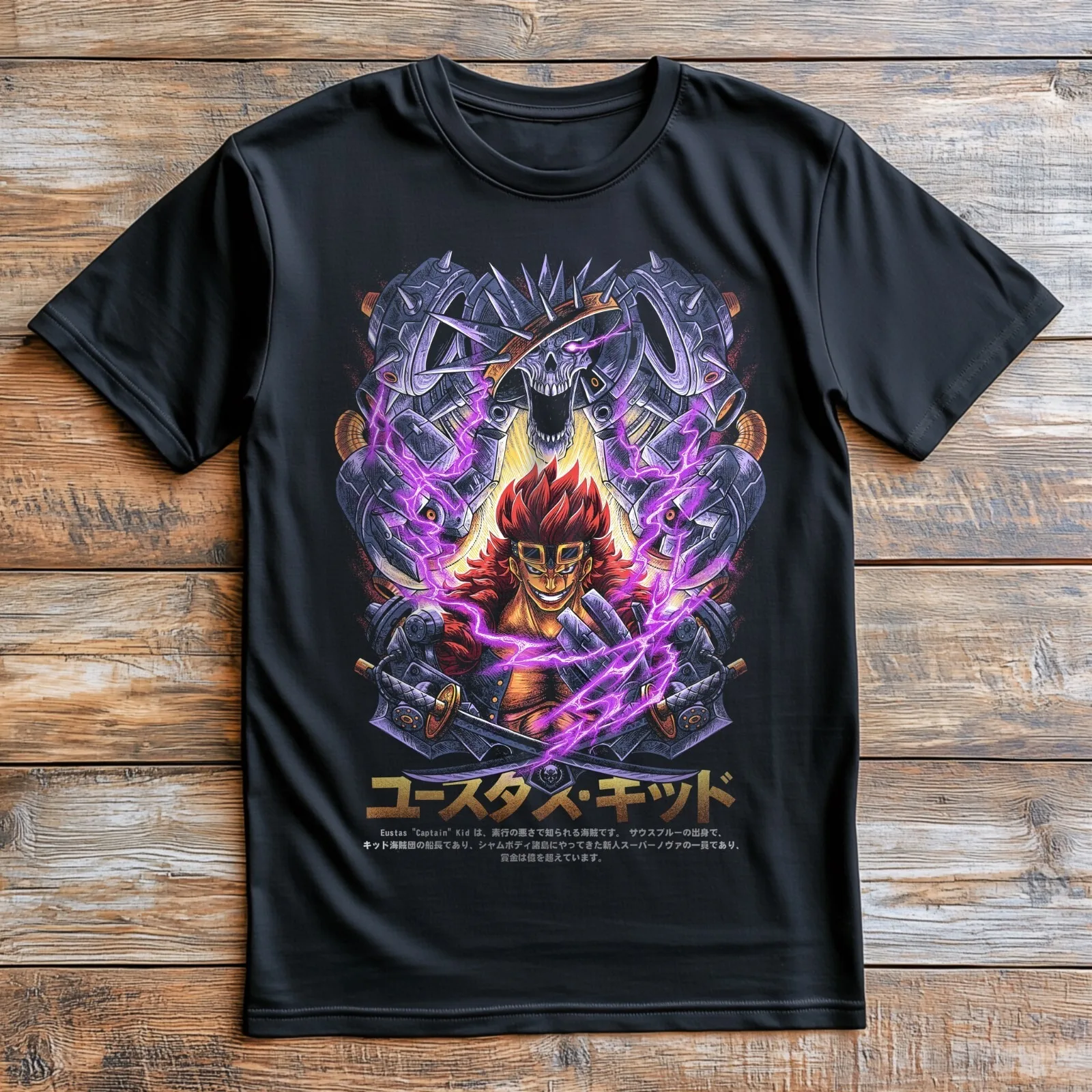 2026 Sommer ONE PIECE Anime Eustass Kid Bedrucktes Lockeres Kurzarm-T-Shirt aus Reiner Baumwolle für Kinder Trendiges Unisex Casual Y2k
