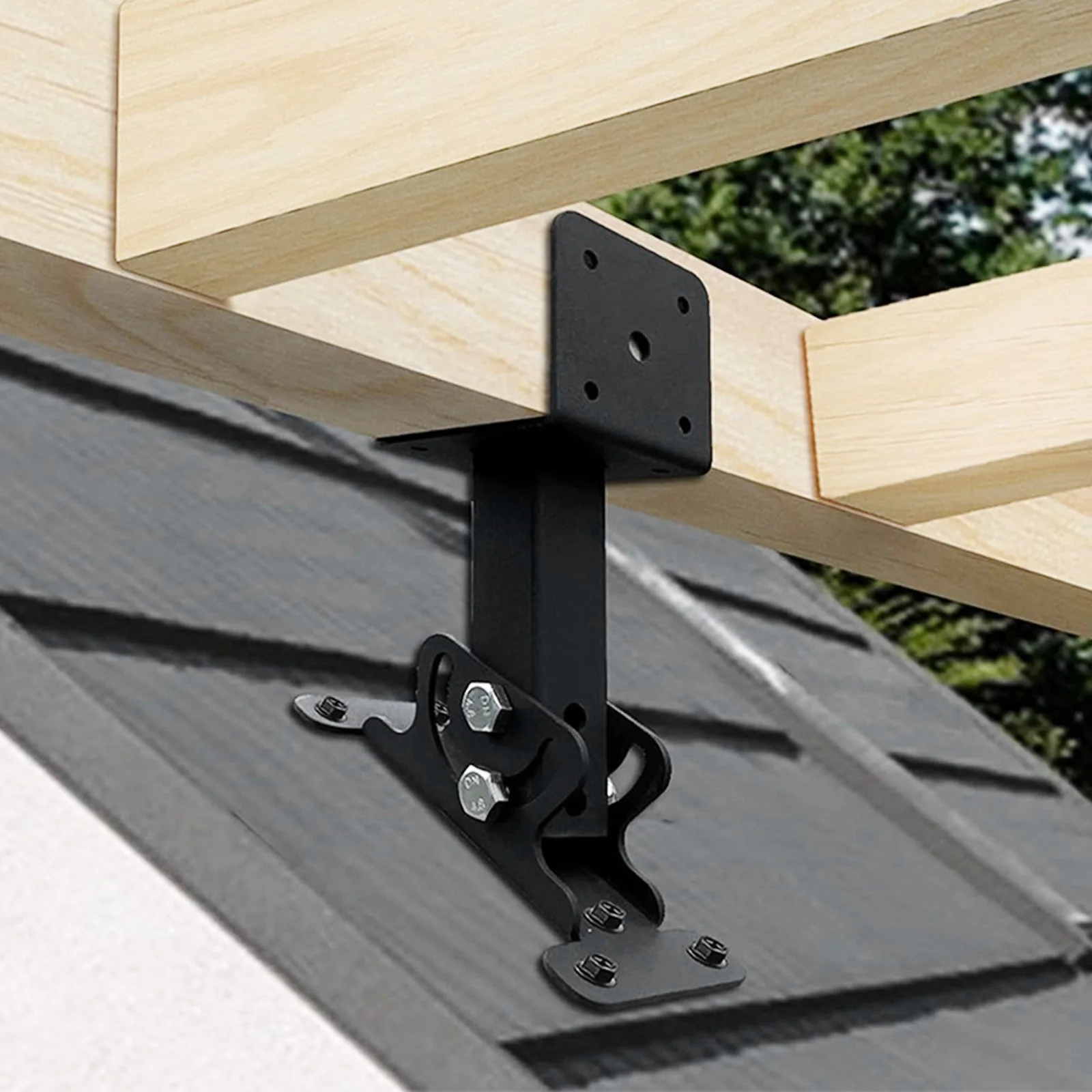 Adjustable Saddle Pergola Roof Mounting Bracket Metal Riser Support Frame For Wood Post Patio Shade Structure Hardware