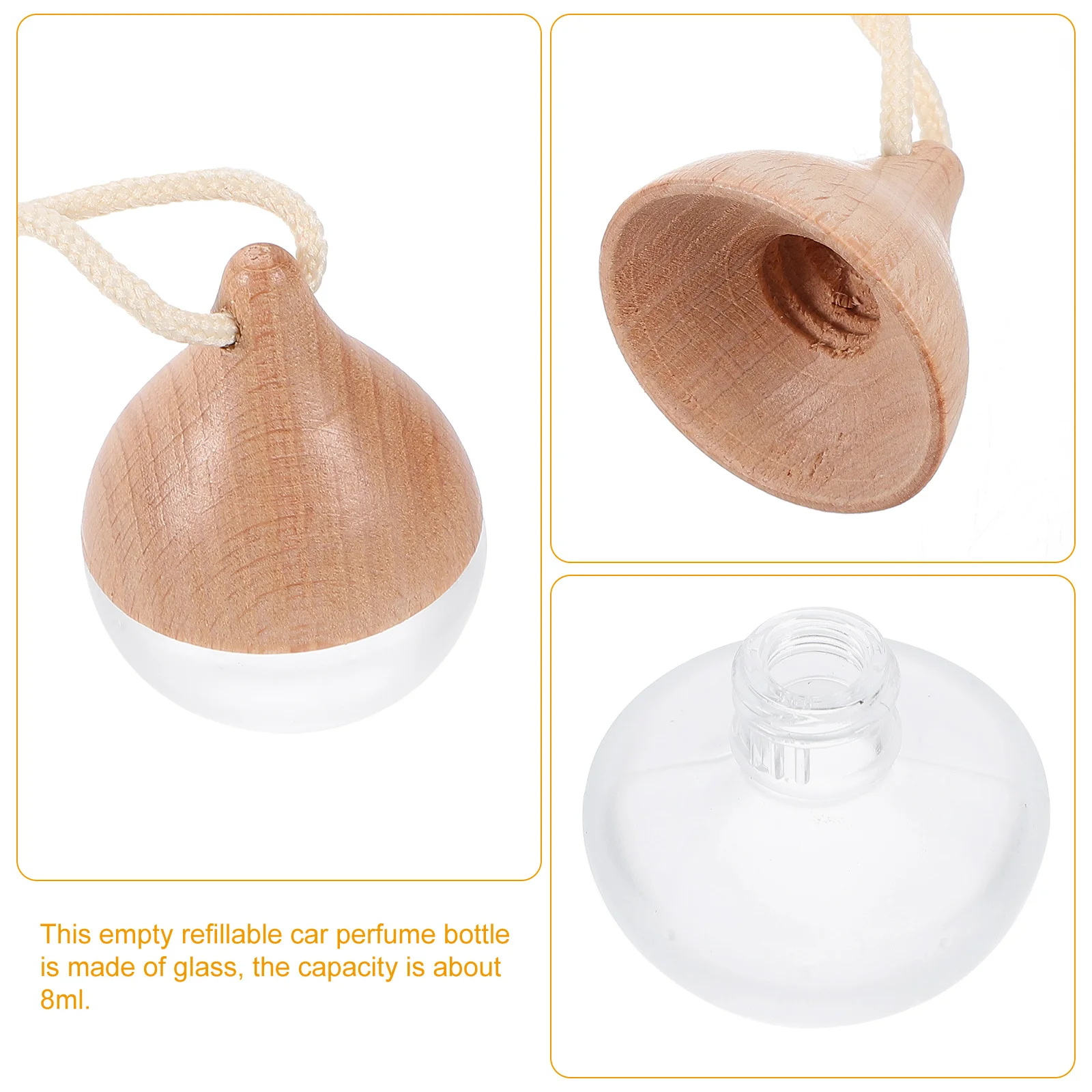 

4pcs Car Perfume Pendant Diffuser Empty Refillable Glass Bottle 8Ml Aromatherapy Decor For Car Home Rear View Mirror Hanging