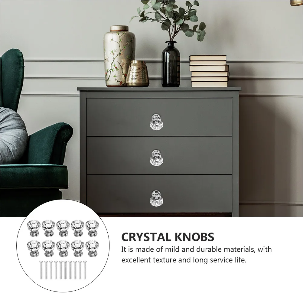 

10Pcs Acrylic Crystal Cabinet Handles Durable Drawer Knobs Furniture Parts Home Decorating Accessories Crystal Knobs