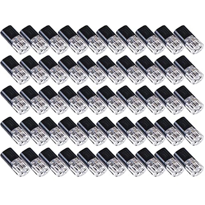 50PCS Double-Wire Push-In Connector with Locking Buckle,Low Voltage Wire Connectors,No Wire-Stripping Required