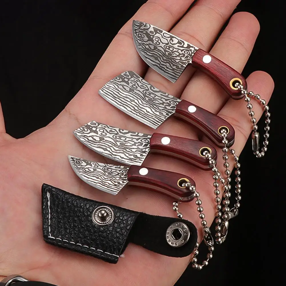 Mini Cutter With Sheath Lucky Character Chrome Steel Keychain Key Holder Decoration Outdoor Mini Portable Knife Keychain Gift