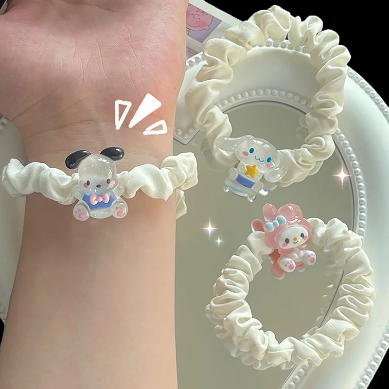 Cute Cartoon Cinnamoroll Hair Rope For Girls Sweet Kuromi Hair Tie Ponytail Holders Hairbands Hair Accessories