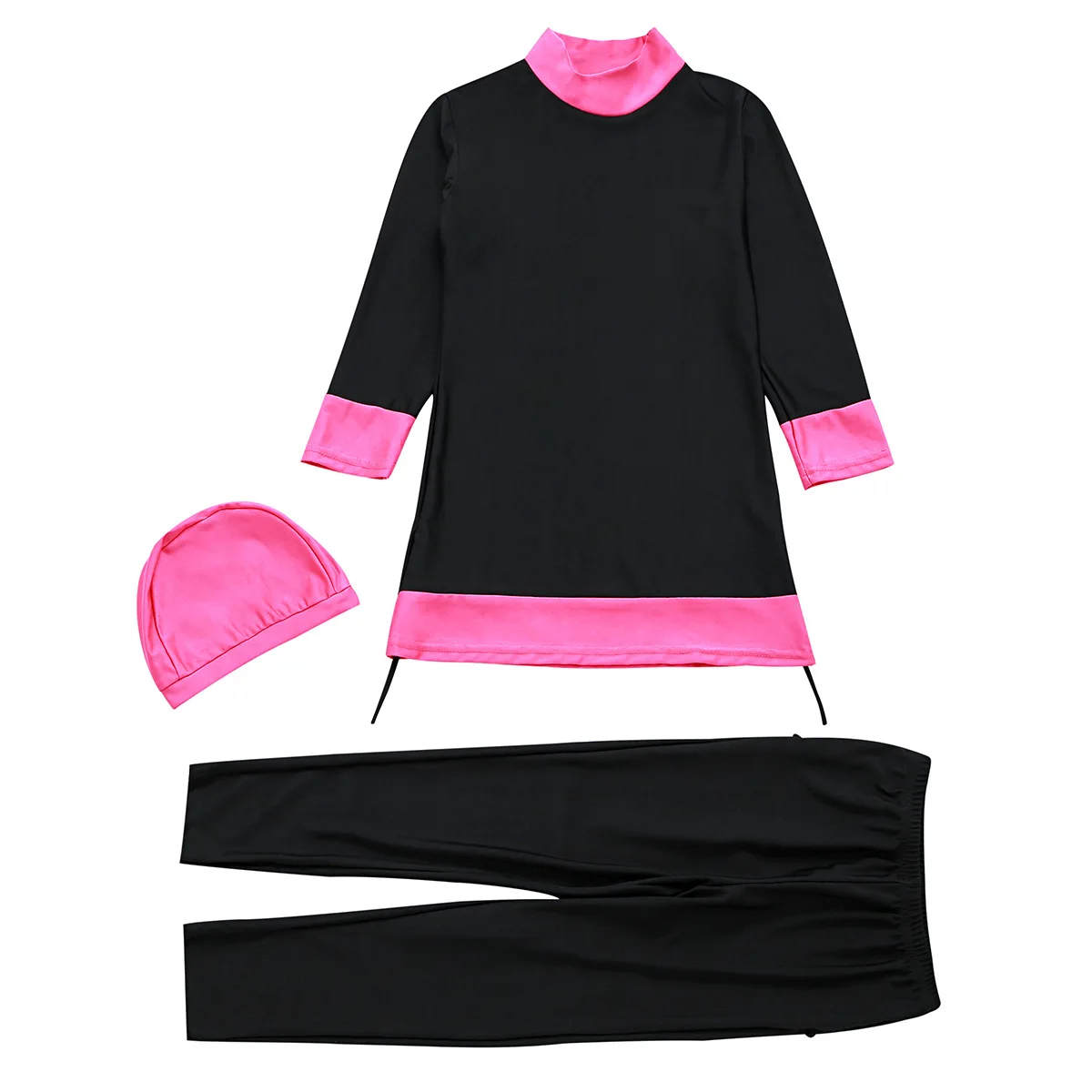 3 pezzi Ragazze Costumi da bagno musulmani Costumi da bagno lunghi per bambini Bambini islamici Arabo Islam Abbigliamento da spiaggia Costumi da bagno per bambini Burkini Pantaloni da surf
