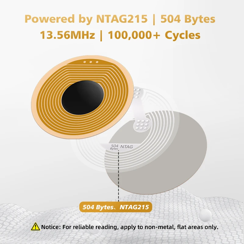 13.56mhz Ntag213 FPC Label/Tag 144Bytes Programmable Chip Mini NFC Anti-metal Tag Sticker RFID Access Control System [Dia10mm]