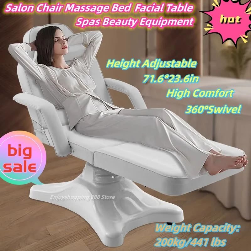 

Salon Chair Massage Bed Facial Table Adjustable Height with Hydraulic Stool for Spas Beauty Equipment