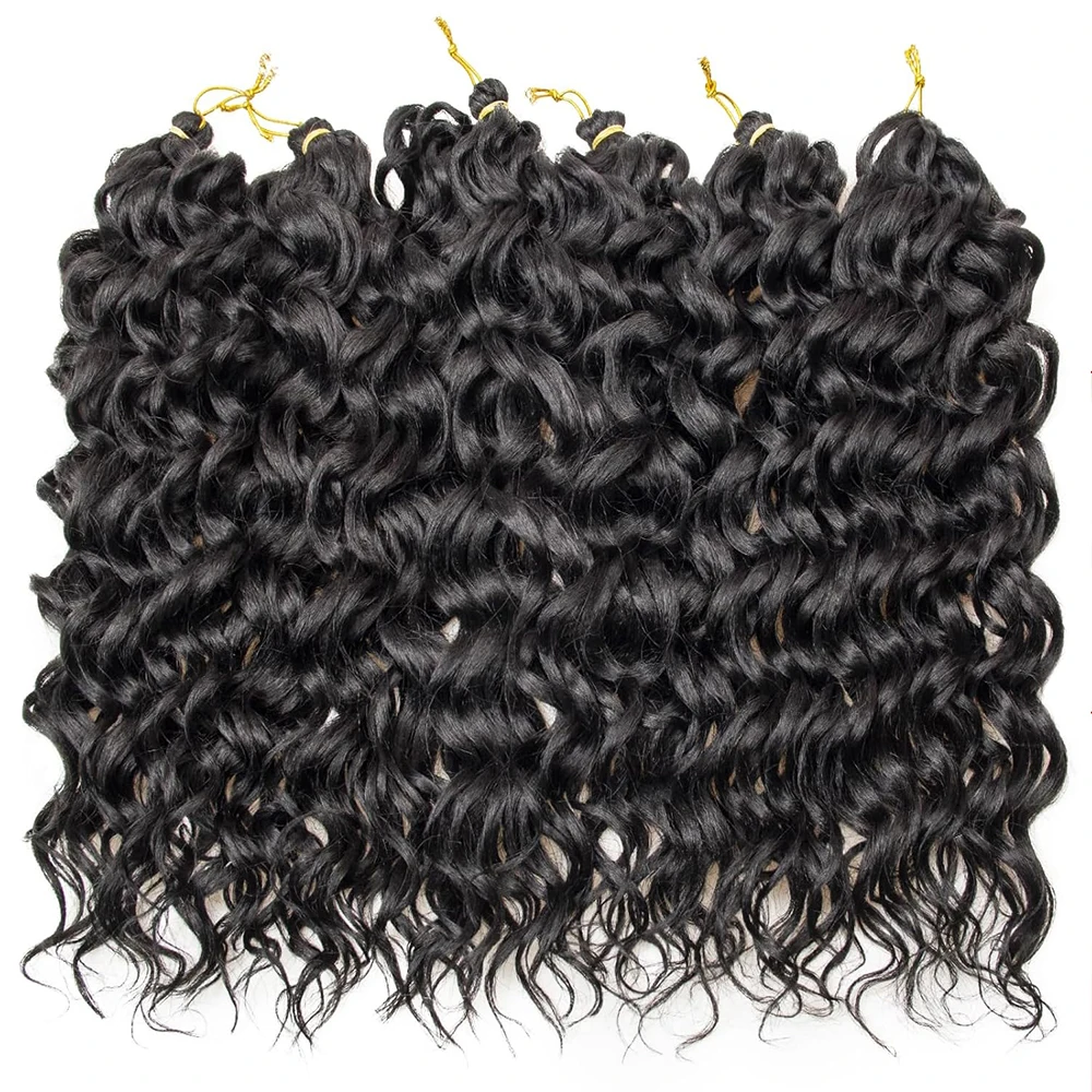 オーシャンウェーブクロシェヘア6パック、ディープウェーブカーリークロシェヘア（女性用）、バーガンディ、ハワイカーリーブレードヘア、合成ボヘミアンヘア