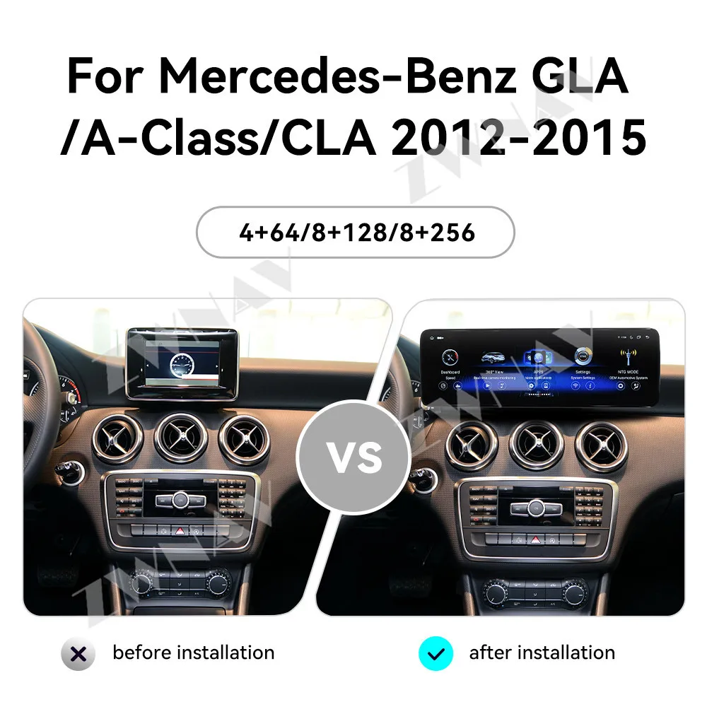 

Автомобильный радиоприемник CarPlay QLED Android 14, для Mercedes-Benz GLA/A-Class/CLA 2012-2015, GPS-навигация, стерео мультимедийный плеер, головное устройство