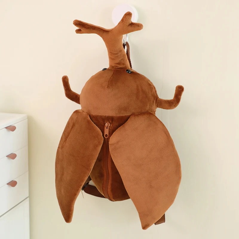 Sac à dos de Simulation créative de coléoptères, jouet en peluche d'insecte mignon, Allomyrina Dichotoma, cartable en peluche, poupées d'insectes Kawaii Lucanidae