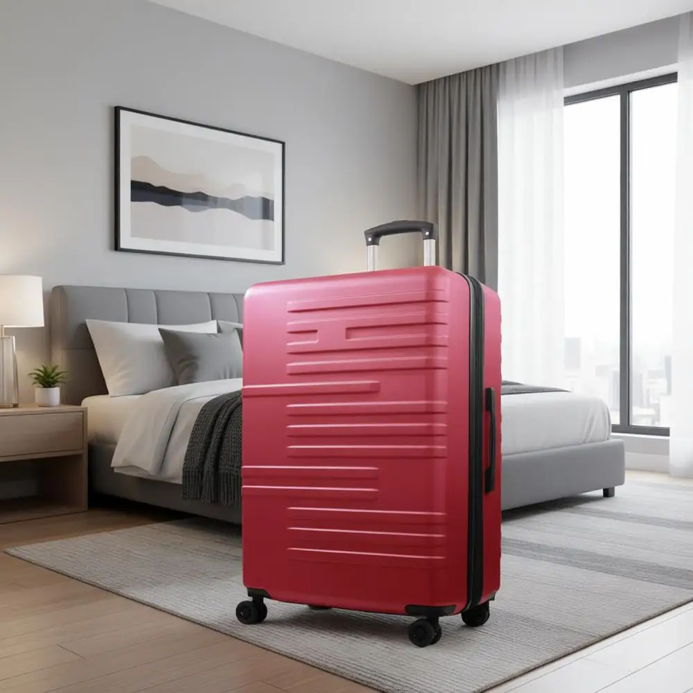 

30-дюймовый чемодан-спиннер с жестким корпусом и красным внешним покрытием