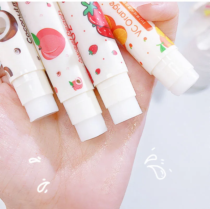 Fruit Lip Balm Moisturizing Clear Lip Primer Mask Cute Jelly Tinted Gloss Stick Lighten Lines Plump Lip Care Makeup Tools