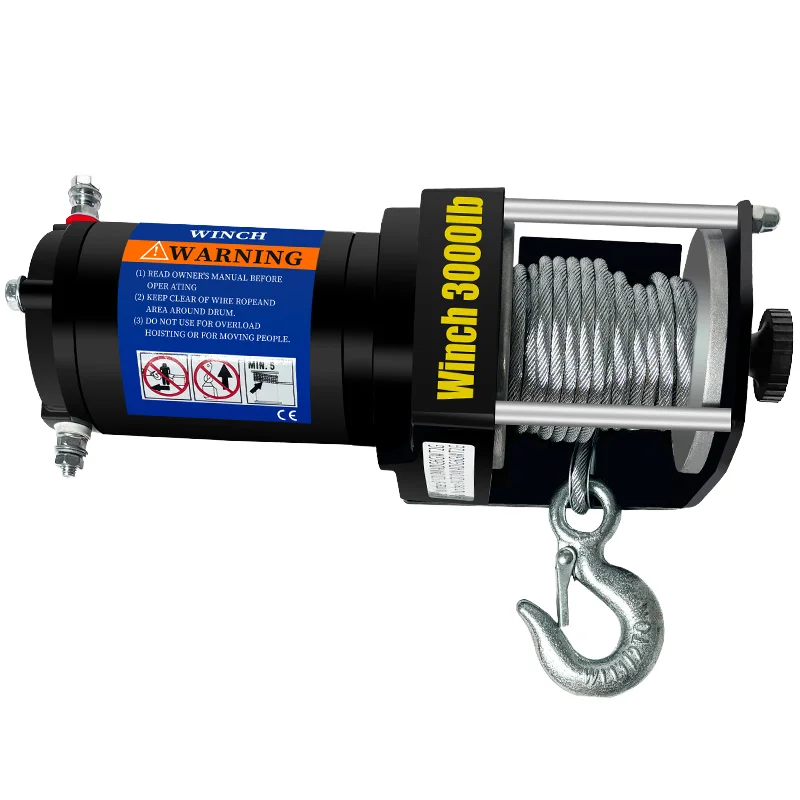 

Heavy Duty Electric Winch3000lbs Capacity 24m Steel Cable for Auto Boat Cranes Mining Marine Industrial Use