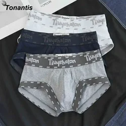 3Pcs/Set Combined Ribbed Cotton Boxers Man Fashion Letter Printing Low Waist Underpants Men Comfortable Elastic Men's Panties