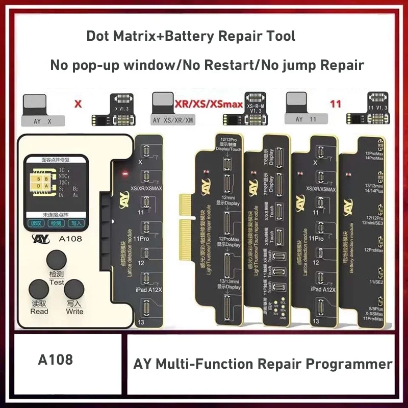 AY A108 True Tone Dot Matrix Projector Repair Programmer For iPhone 8-14PM Face ID/Battery Non-Removal FPC Flex Read/Write Tool