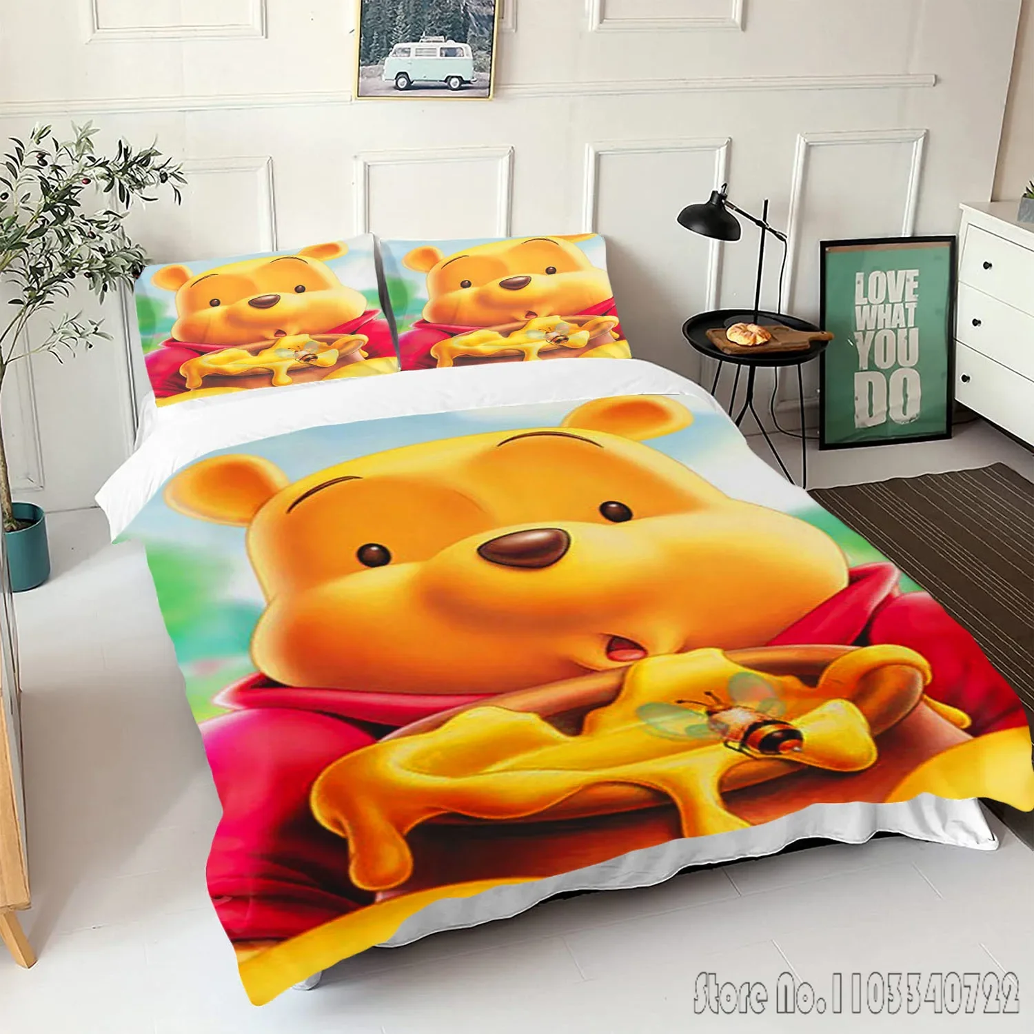 Winnie the Pooh Love Child Duvet Cover Set HD Comforter Cover Bedclothes for Kids Bedding Sets Bedroom Decor