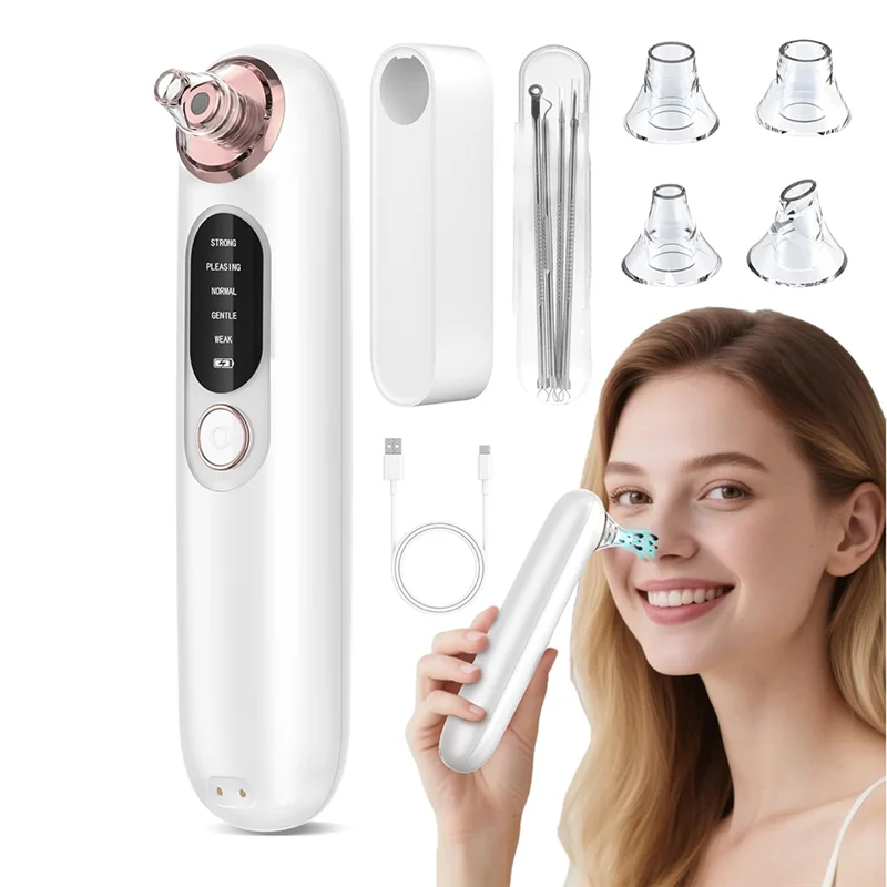 A74G- Detergente per pori del viso per la rimozione di punti neri per pelli sensibili con kit in acciaio inossidabile a 4 teste rimovibili