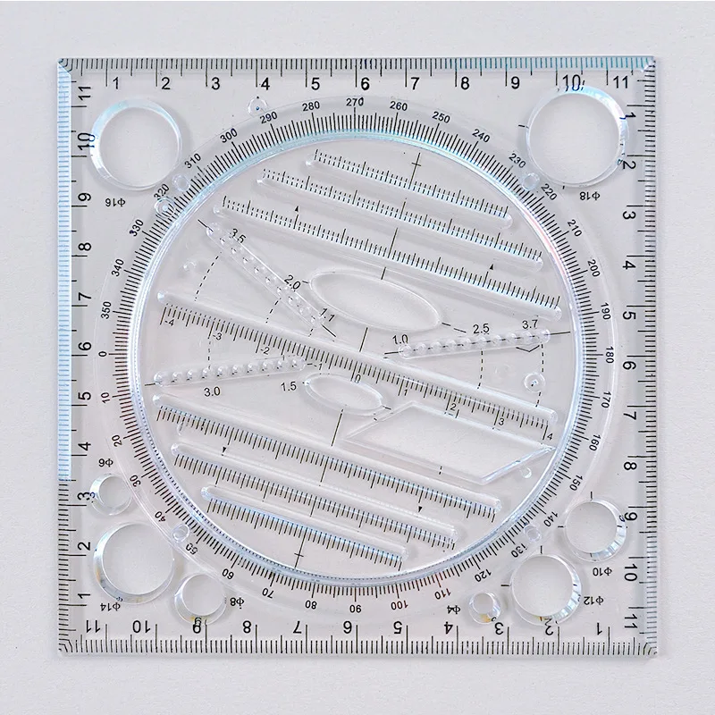 Transparent Rotary Multifunctional Ruler Quickly Draw Round Geometric Figure Drawing Ruler Function Template Artifact Ellipse