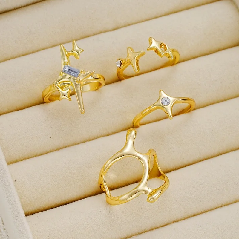 

Cold style minimalist irregular starry personality punk neutral style open ring accessory