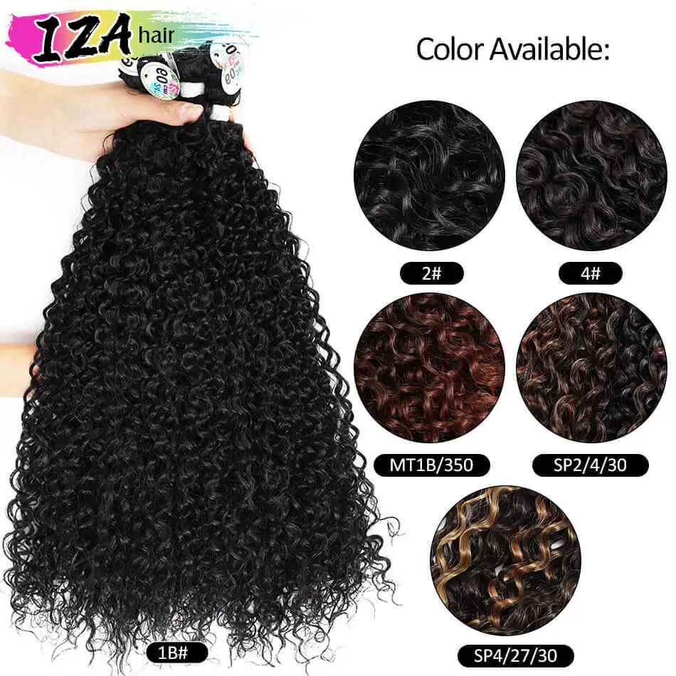 إيزا الاصطناعية مجعد الشعر حزم جيري مجعد الشعر التمديد 6 حزم/حزمة 200 جرام أسود اللون مقاومة للحرارة الألياف غريب مجعد