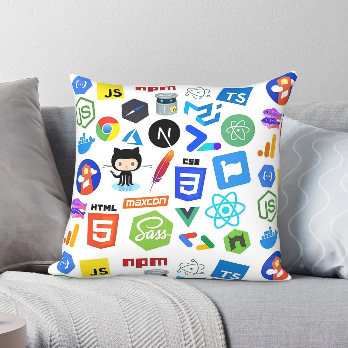Web Development Logo Collection Pillowcase Polyester Linen Velvet Creative Zip Decorative Throw Pillow Case Home Cushion Cover