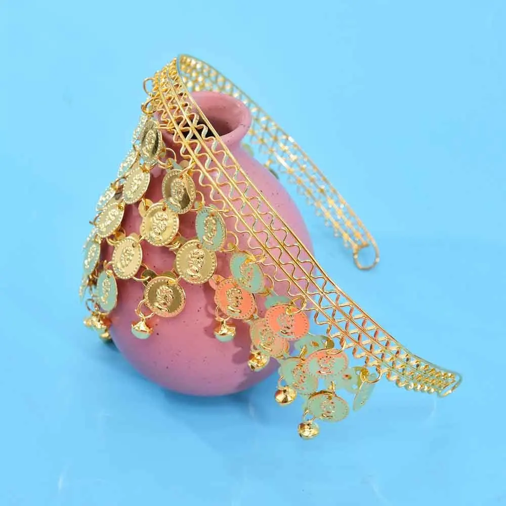 Bohemian Coin Tassel Headpiece Gold Metal Headband Belly Dance Hairband for Women Indian Jewelry Performance Accessories