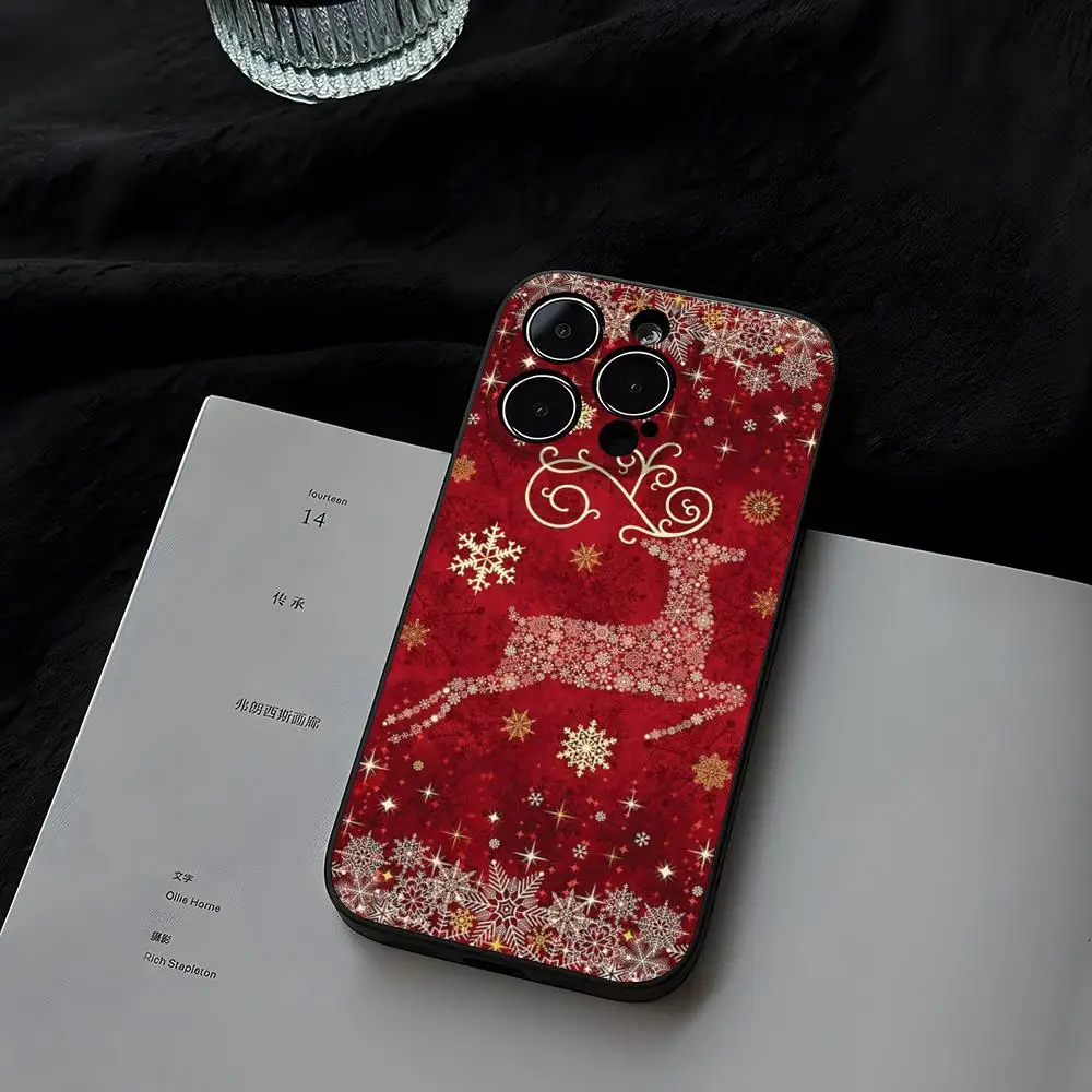 Merry Christmas Deer Tree Lights Phone Case for iphone 16ProMax 15 11 13 14 Pro Xs Max Mini Xr X 7 Plus Shell Coque