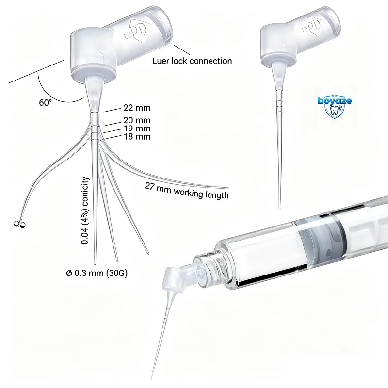 30G Dental Endo Irrigation Needle Tip Dental Root Canal Lateral Irrigation Needle Dentristry Rinse Tip Dia 0.3mm