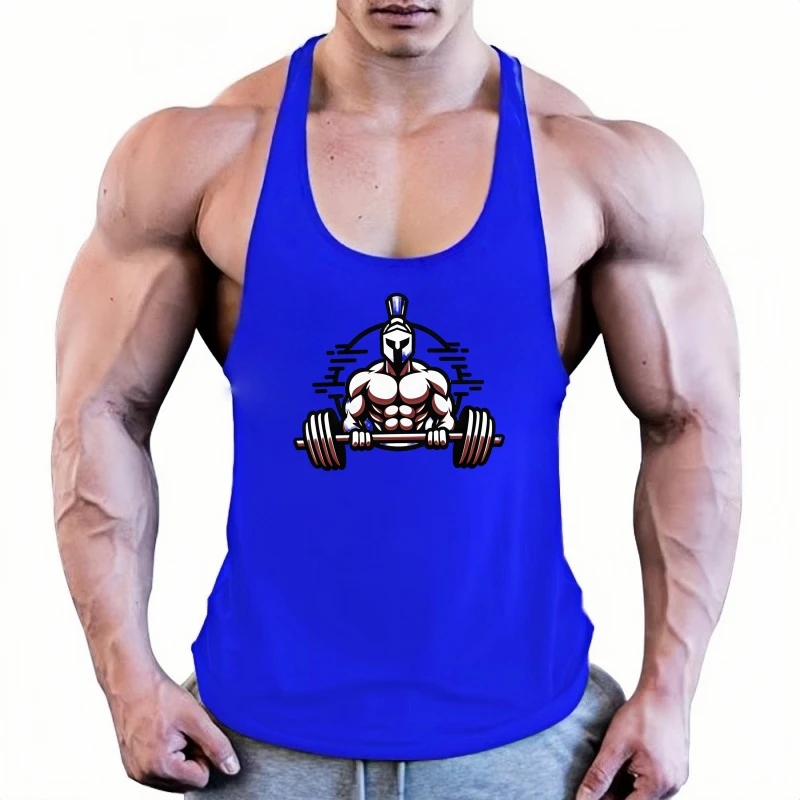 Sleeveless Slim Fit Fitness Shirt Men, Pure Cotton Gym Vest, Bodybuilding Stringer Muscle Tank for Training