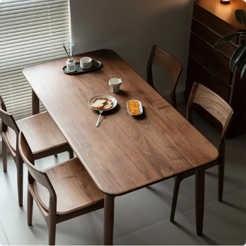 

North American black walnut dining table eating table modern simple cherry wood solid wood rectangular large board table