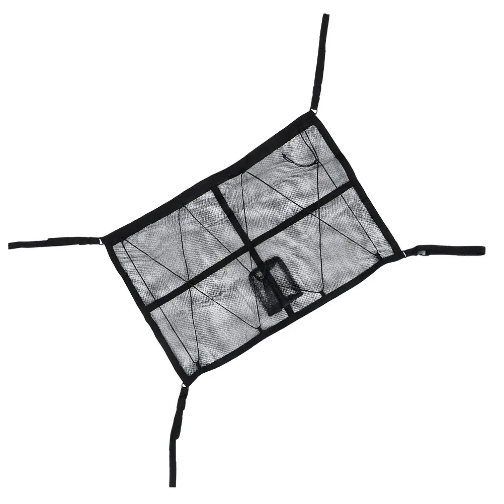 

Double Layer Storage Bag Polyester Mesh Adjustable Cargo Net Black Drawstring Tissue Box Holder Durable Car Ceiling Storage