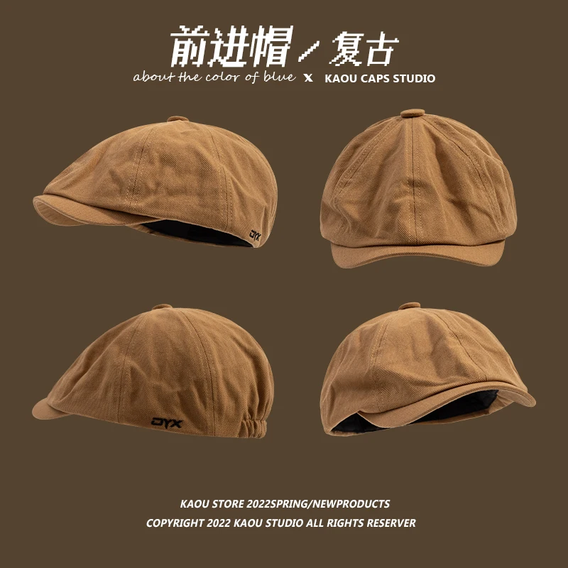 Retro Advance Hats Front and Back Can Wear Peaked Cap Men Khaki Newsboy Cap Hipster Beret Female Painter Cap