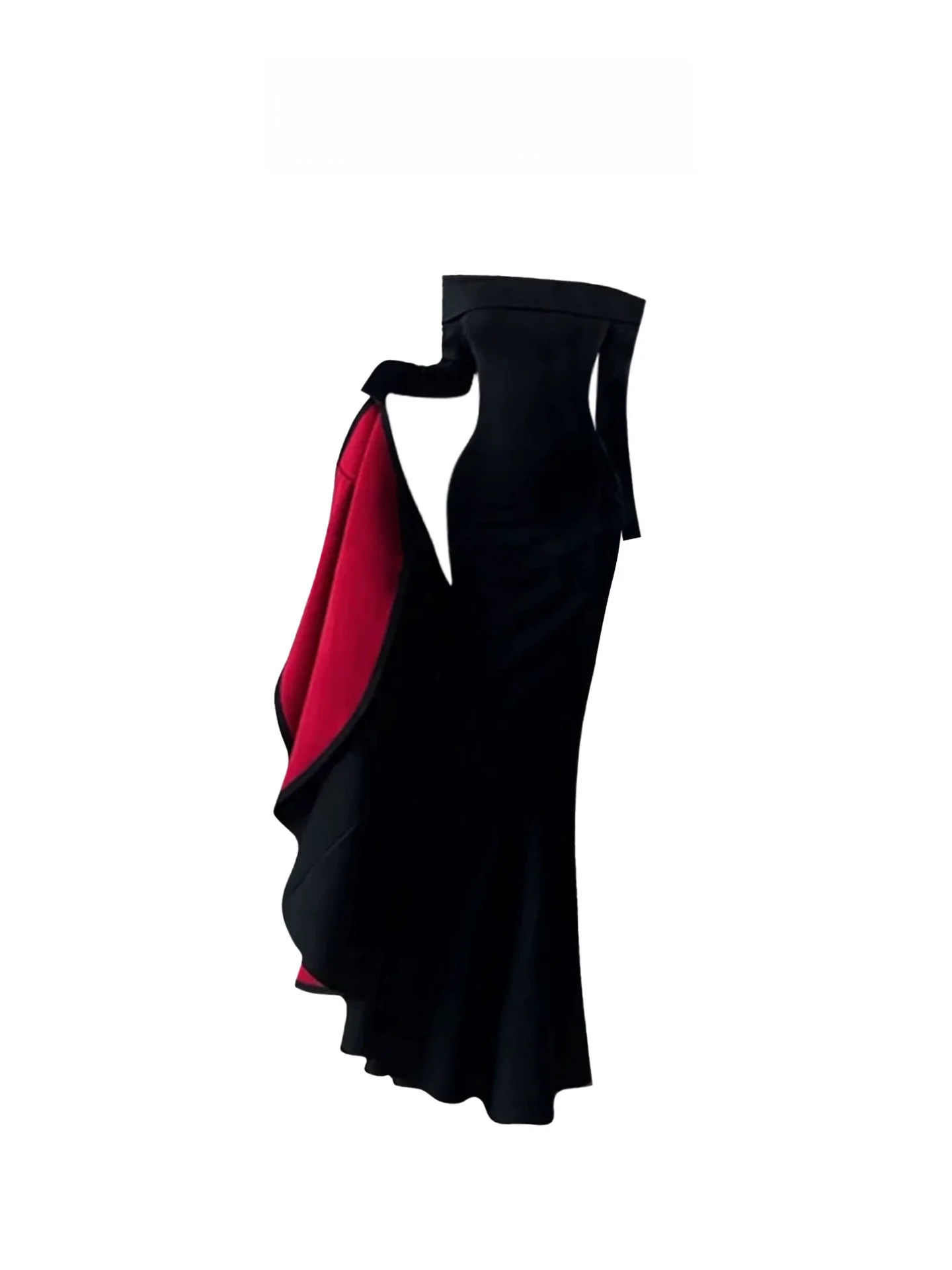 

Ele One-oulder Fi-Tail Dr for plus Size Women Autumn Winter Ladylike Sle Step-On Lotus Long Dr without Sve