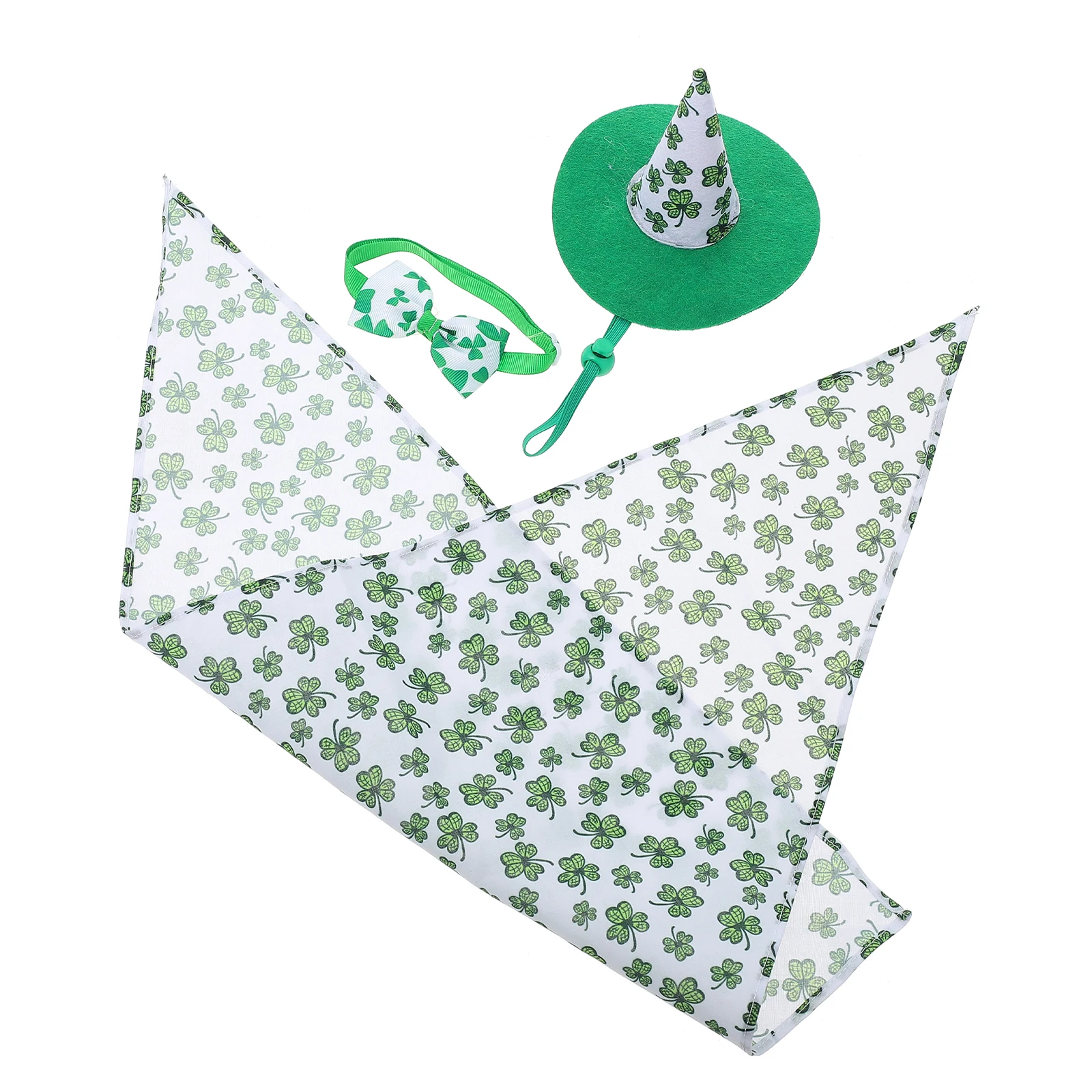 

Bow Tie Hat Set . Patrick's Day Pet Bib Decor Accessory Dog Hats Bowknot Collar Creative Collars Polyester