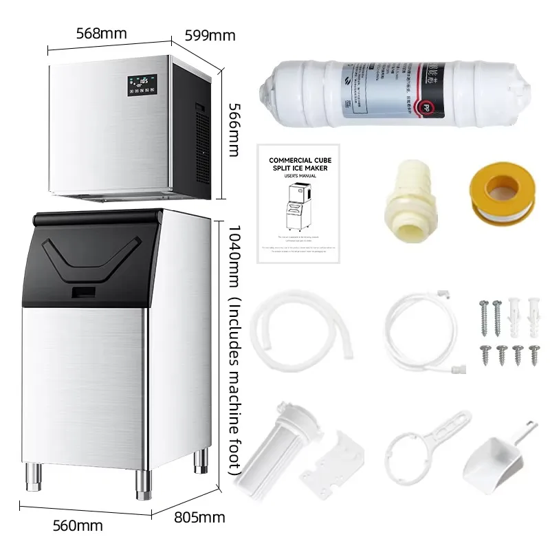 Commercial Electric Ice Maker Machine 180kg/day Stainless Steel Automatic Ice Cube Making for Hotel Use