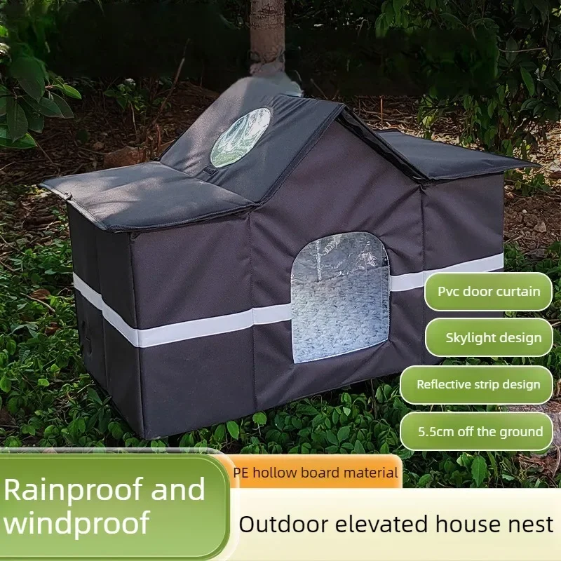 Outdoor Universal Stray Cat House Bed Foldable Large Villa Insulation Cat House Nest Waterproof Wind Rain Resistance Cats Beds