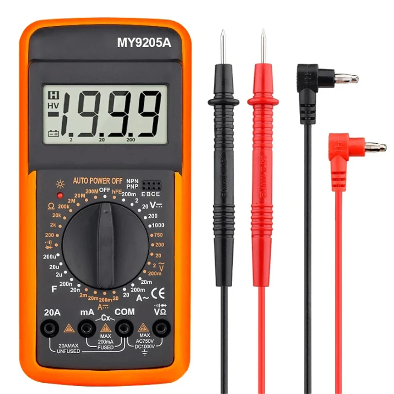 DT9205A Multimeter Digital Portabel multi meter AC / DC tegangan meter DC Ammeter resistansi tester
