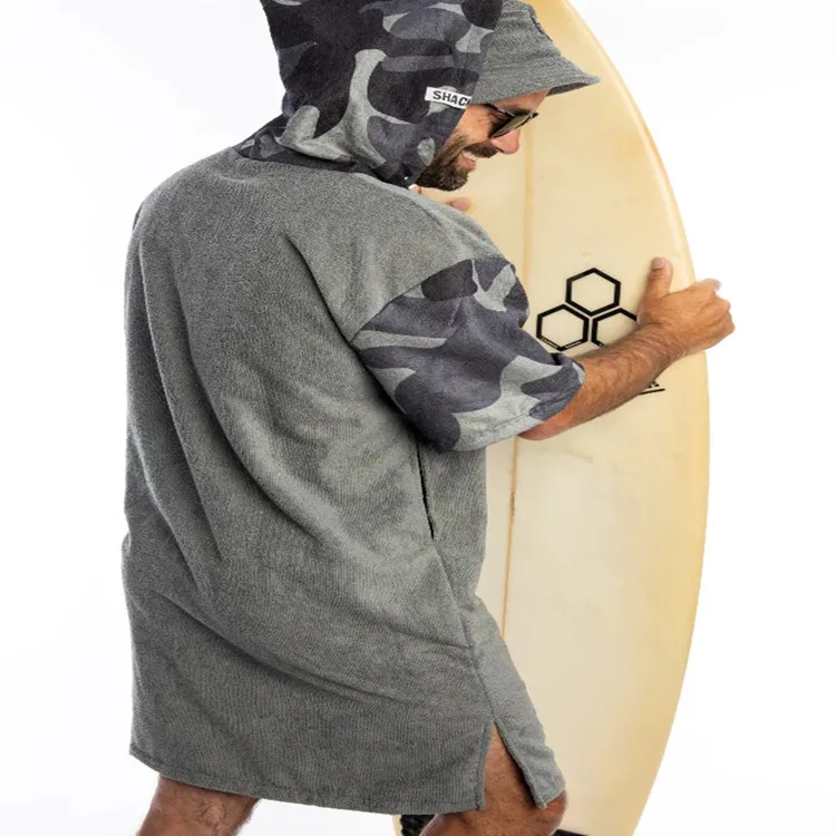 Surf-Poncho mit Kapuze, Umziehmantel, Mikrofaser-Schnelltrocknungs-Handtuchmantel mit Tasche, Bademantel für Erwachsene, Strand- und Tauchmantel, saugfähiges Strandtuch – Detail 2