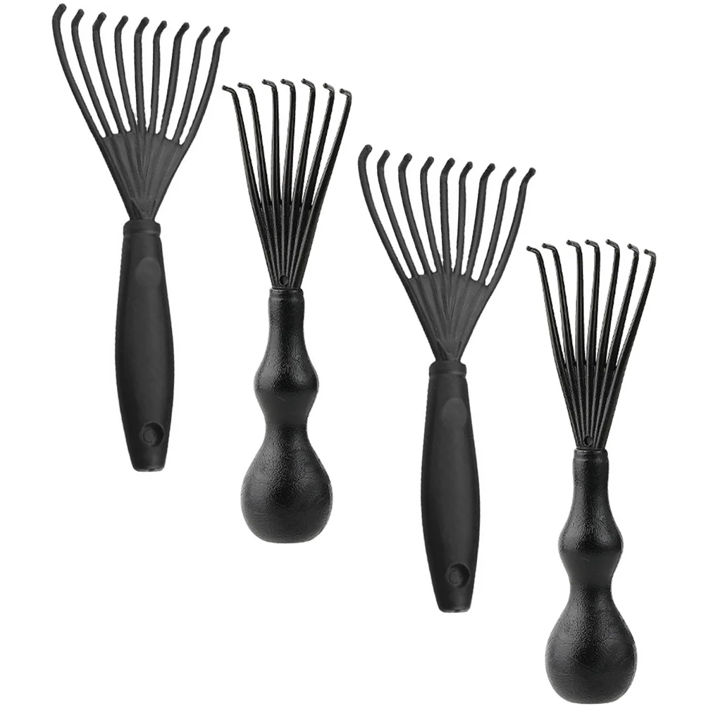 

4 Pcs Hair Brush Cleaner Comb Tool with Black Plastic Detachable Design for Easy Cleaning Portable Use at Home Salon