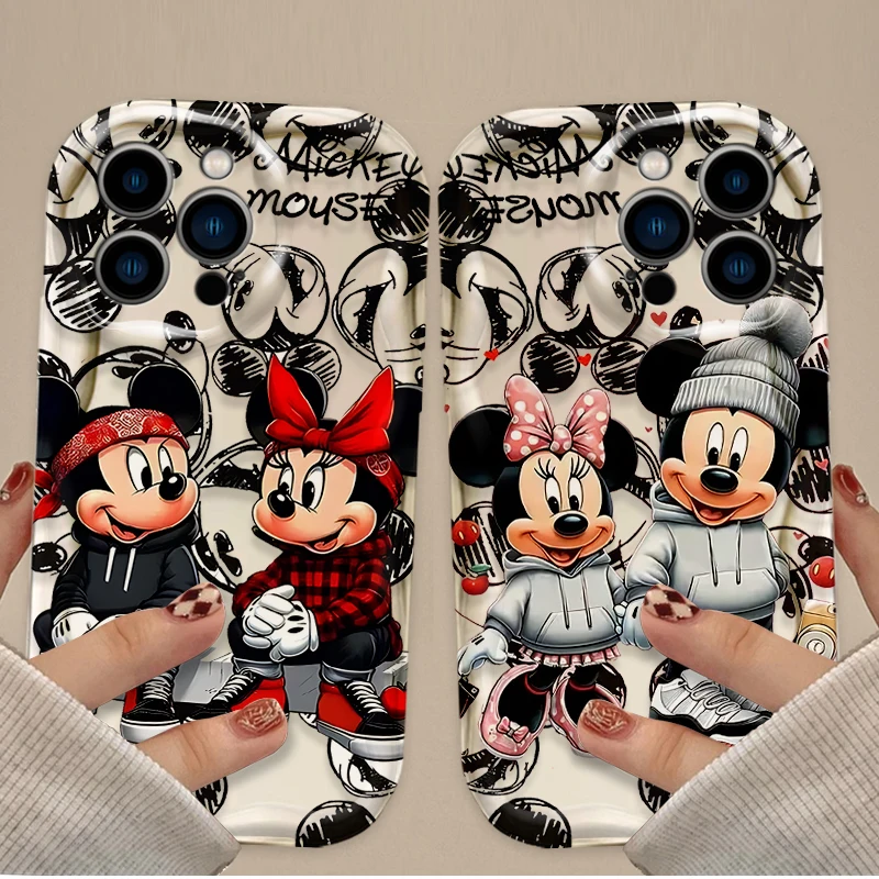 Disney Mickey Minnie Case For iPhone 16 15 14 13 12 11 Pro Max X XR XS 8 7 Plus SE 2020 Soft Silicone Shockproof Protective Etui