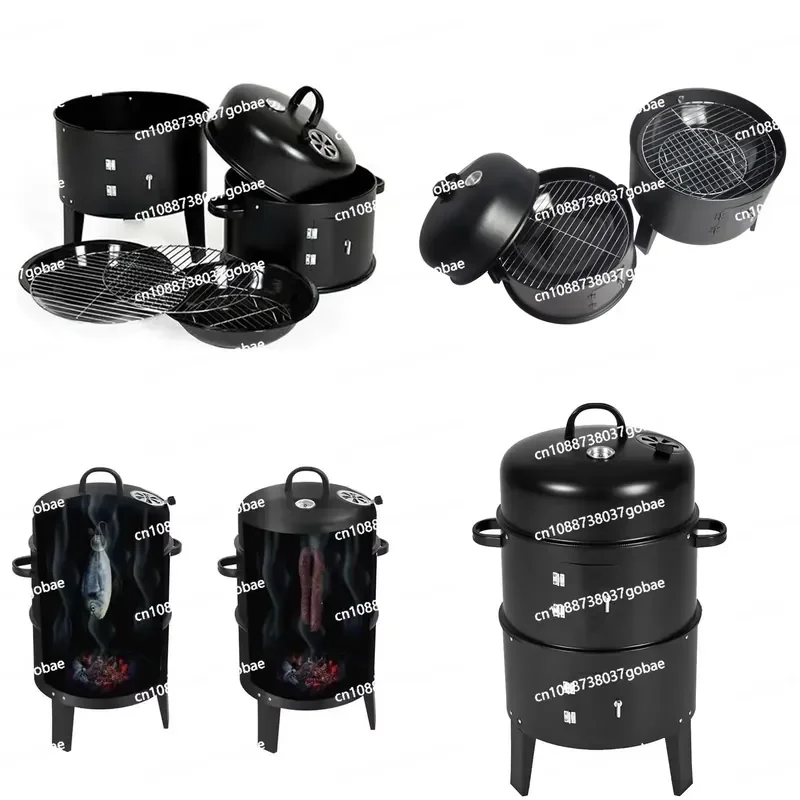 Vertical Multi-layer Smoked Grill BBQ for Household Use Double Layer Smoked Grill for Picnic Charcoal Stew