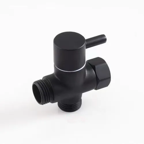 G1/2 Black Water Divider One-in-two-out Three-Way Shower Faucet Valve Adapter Hot Cold Water Switch