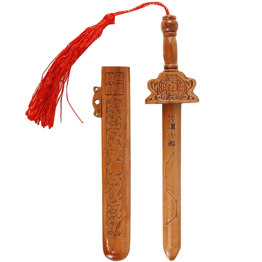 Chinoiserie Ornaments Wood Sword Sword Safe Carve Handicraft Peach Wood Toy Knife for Children Kids Chinese