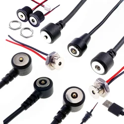 1 Set Hight Current Pogo Pin Magnetic Connector Spring-Loaded USB Cable Threaded M8 M12 Power Charge Waterproof Pad 3A 12V